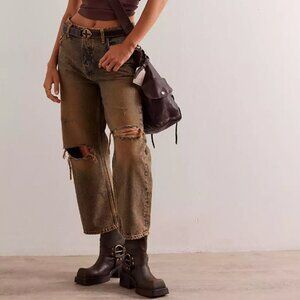 Free People Deep Trance Mid Rise Dropped Boyfriend Jeans